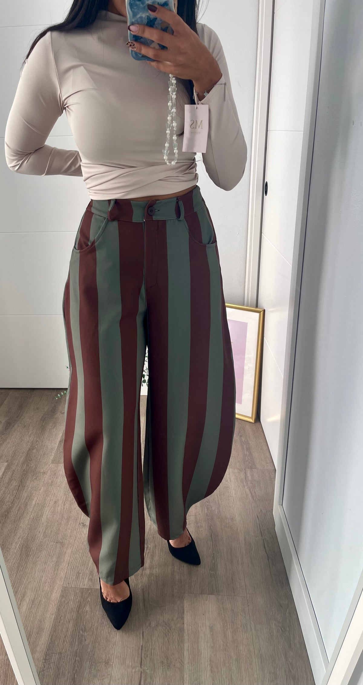 Pantalón Rayas Marrón y verde