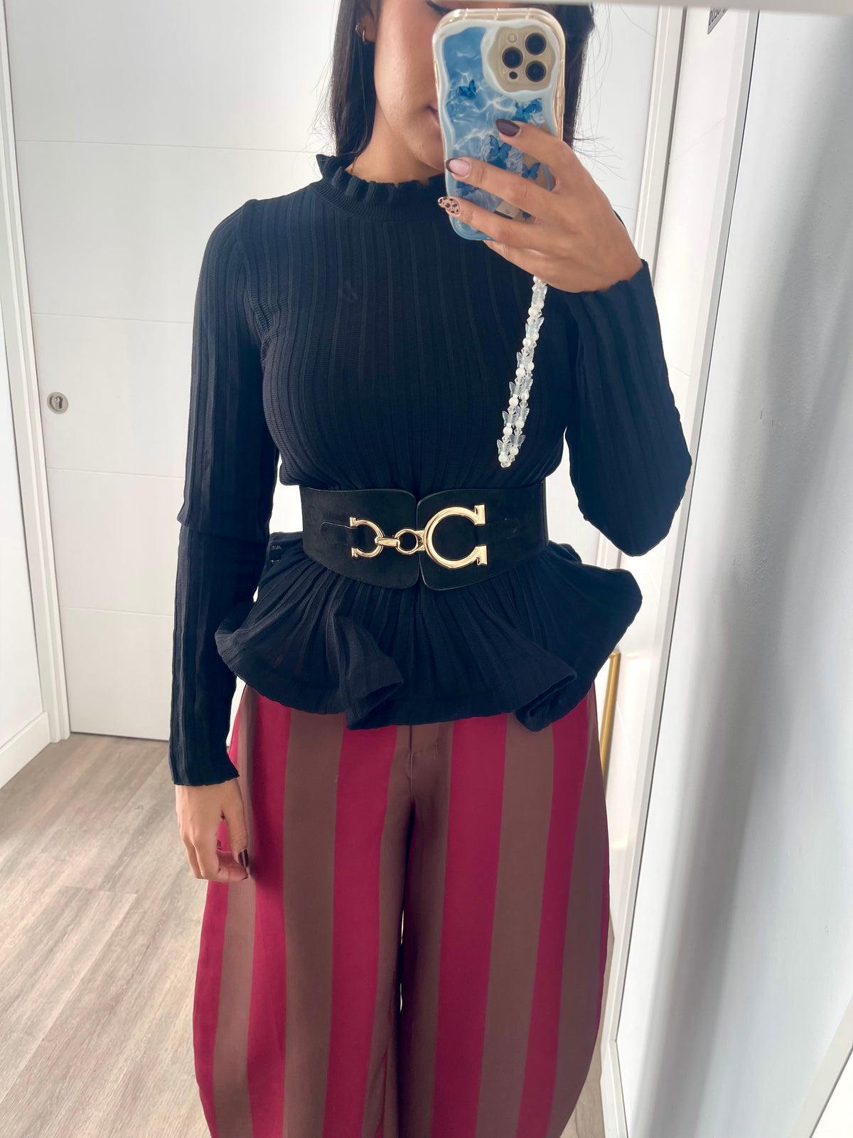 Pantalón Rayas Marrón y Vino