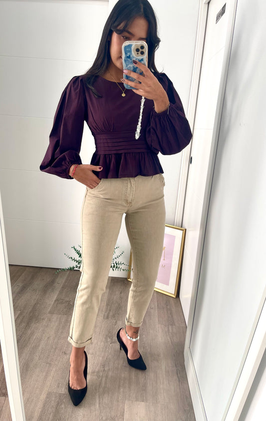 Jeans Mom fit beige