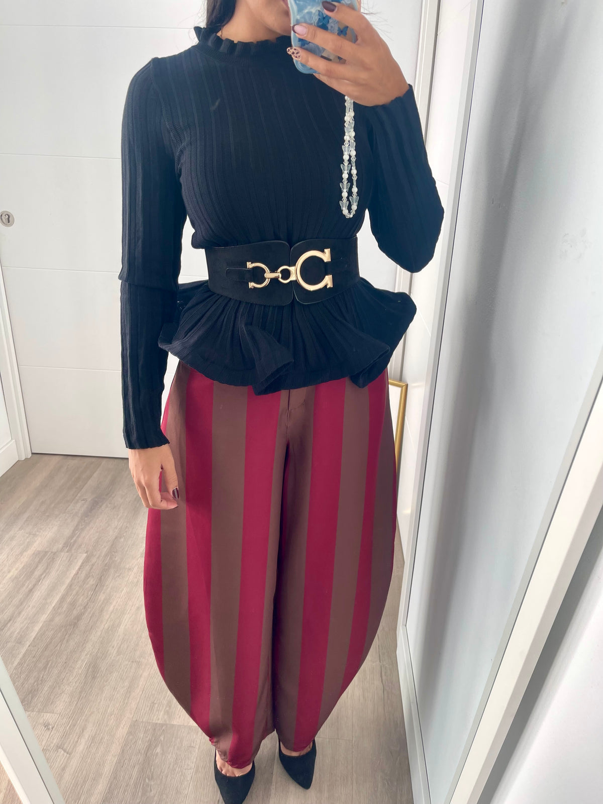 Pantalón Rayas Marrón y Vino