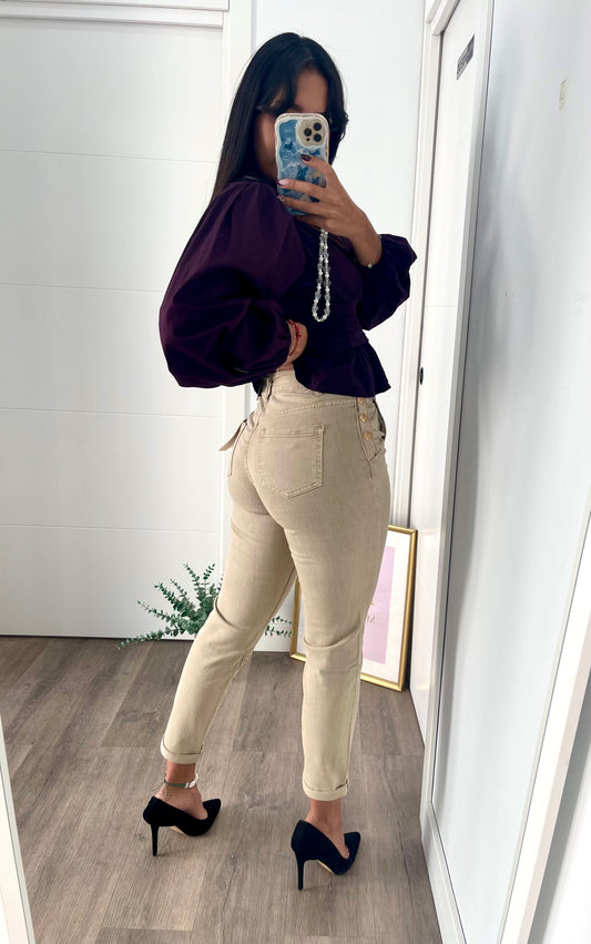 Jeans Mom fit beige