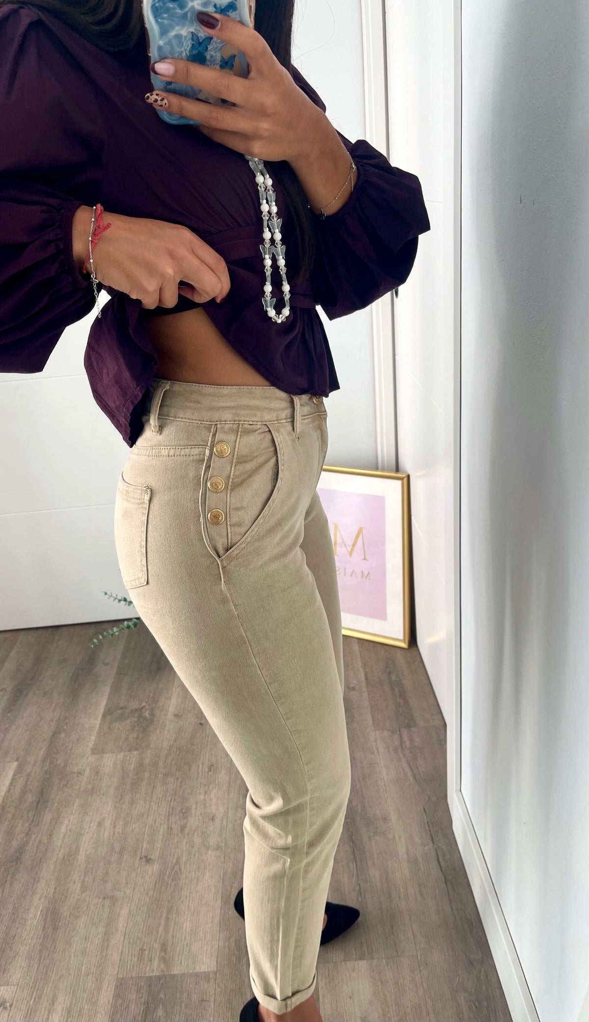 Jeans Mom fit beige